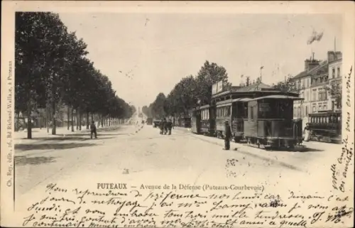 Ak Puteaux Hauts de Seine, Avenue de la Défense, Straßenbahn