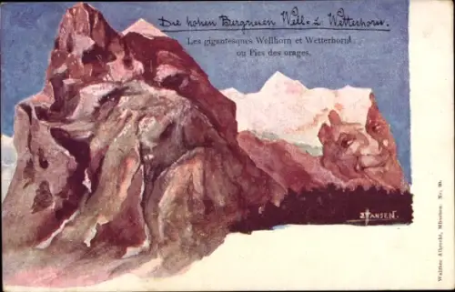 Künstler Ak Emil Hansen, Emil Nolde, Die hohen Bergriesen Wellhorn und Wetterhorn, Berggesichter