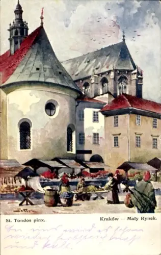 Künstler Ak St. Tondos, Kraków Krakau Polen, Maly Rynek
