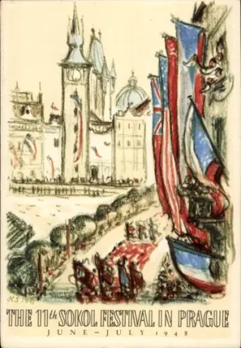 Ak Praha Prag, XI. Slet del Sokol Pleno 1948