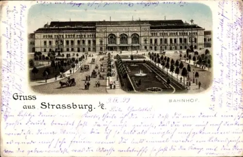 Litho Strasbourg Straßburg Elsass Bas Rhin, Bahnhof