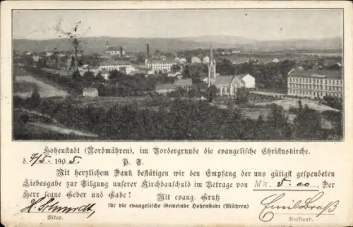 Ak Zábřeh Hohenstadt an der March Region Olmütz, Totale mit evangelischer Christuskirche