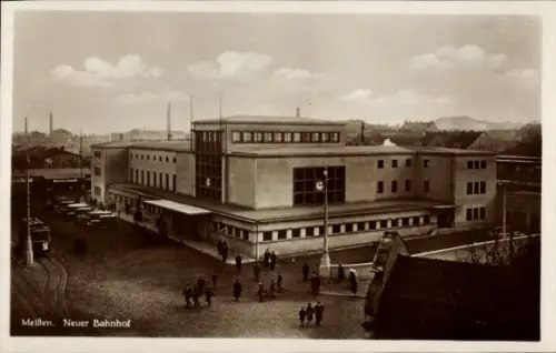 Ak Meißen an der Elbe, Neuer Bahnhof
