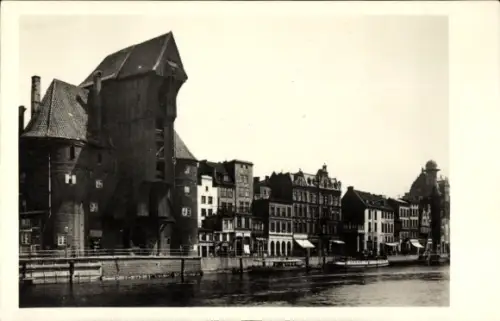 Ak Gdańsk Danzig,  Lange Brücke, Krantor, Archiv Nr. 618977, Foto Marburg