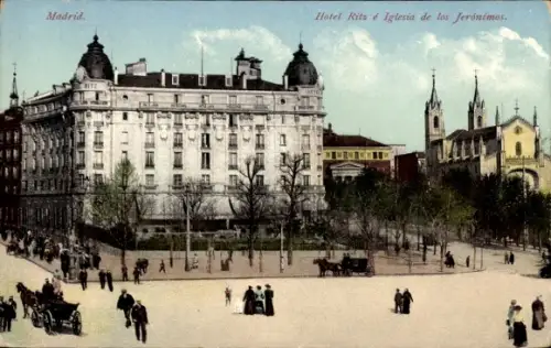 Ak Madrid Spanien, Hotel Ritz und Geronimos Kirche