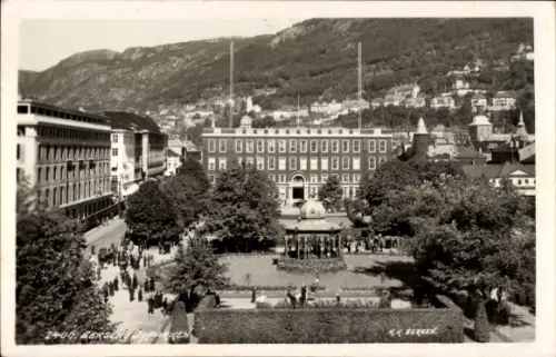 Ak Bergen Norwegen, Byparken, Grünanlagen, Pavillon