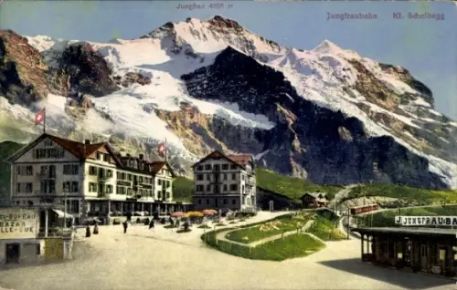 Ak Kanton Bern, Berner Oberland, Kleine Scheidegg, Jungfrau 4166 m, Jungfraubahn, Kleine Scheideg