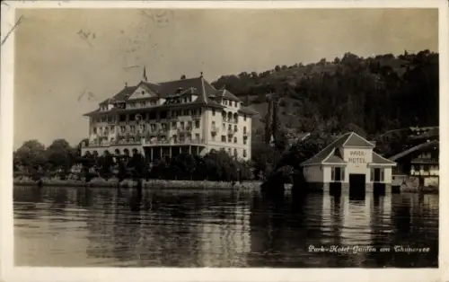 Ak Gunten am Thunersee Kanton Bern, Park-Hotel Gunten, Chunersee