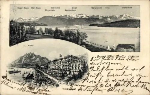 Ak Luzern Stadt Schweiz, Grand Hotel Tivoli, Blick auf den See