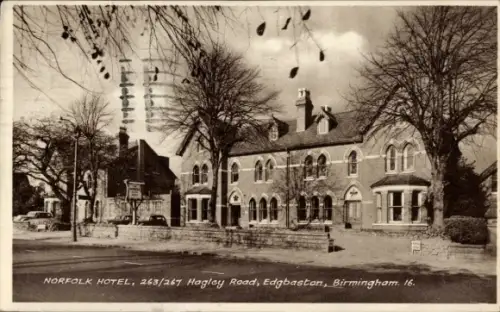 Ak Edgbaston Birmingham West Midlands England, Norfolk Hotel, Hagley Road 263-267