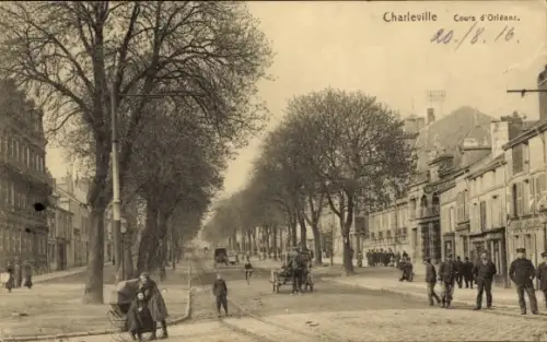 Ak Charleville sous Bois Moselle, Straßenansicht, Cours d'Orléans