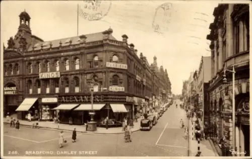 Ak Bradford West Yorkshire England, BRADFORD, DARLEY STREET, KINOS, FURRIERS, ALEXAN RE, MARKET