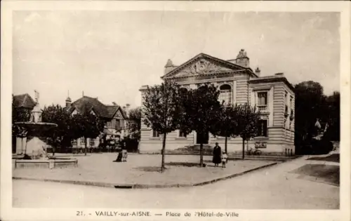 Ak Vailly sur Aisne, Rathausplatz, Rathaus