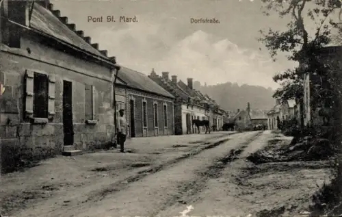 Ak Saint Mard Aisne, Dorfstraße