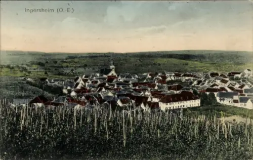 Ak Ingersheim Elsass Haut Rhin,  Weinberge, Dorfkirche