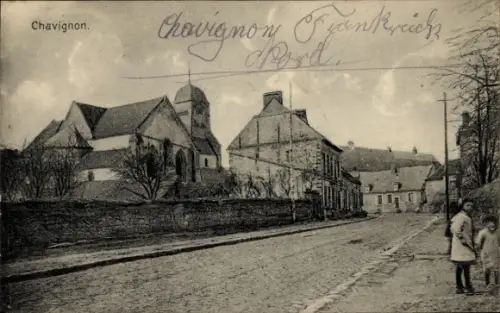 Ak Chavignon Aisne, Strassenansicht