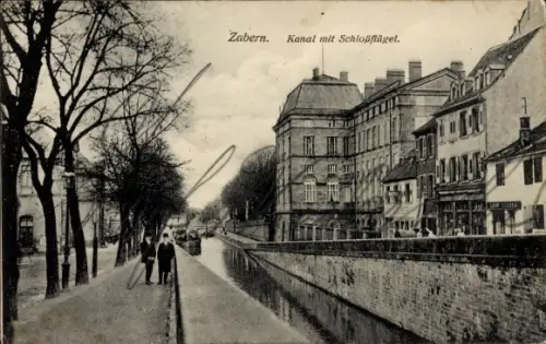 Ak Saverne Zabern Elsass Bas Rhin, Kanal mit Schlossflügel