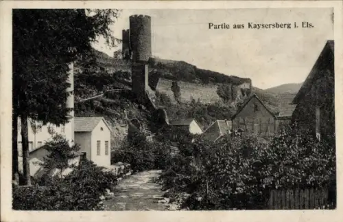 Ak Kaysersberg Elsass Haut Rhin, Partie aus  Burgruine mit Rundturm, Dorfansicht