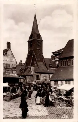 Ak Honfleur Calvados,  Le Marché, Markt, BYRRH-Werbung, GASPILLAGE