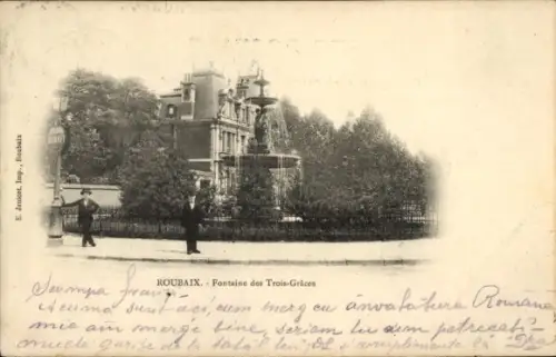 Ak Roubaix Nord,  Fontaine des Trois-Grâces
