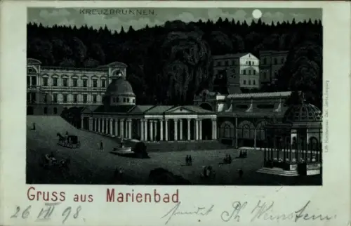 Mondschein Litho Mariánské Lázně Marienbad Region Karlsbad, Kreuzbrunnen