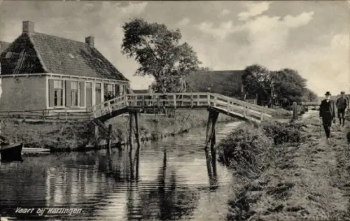 Ak Harlingen Friesland Niederlande, Vaart, Kanal, Brücke