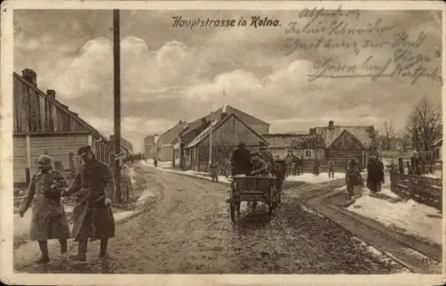 Ak Kolno Polen, Kriegsschauplatz 1. WK, Hauptstraße