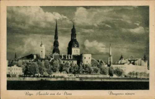 Ak Daugavgrīva Dünamünde Riga Lettland,  Ansicht von der Düna, Daugavas ainava