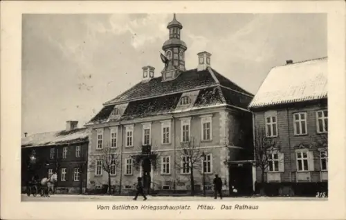 Ak Jelgava Mitau Lettland, Mitau, Rathaus, östlicher Kriegsschauplatz