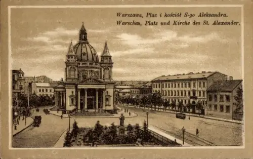 Ak Warszawa Warschau Polen, Platz und Kirche des Sankt Alexander