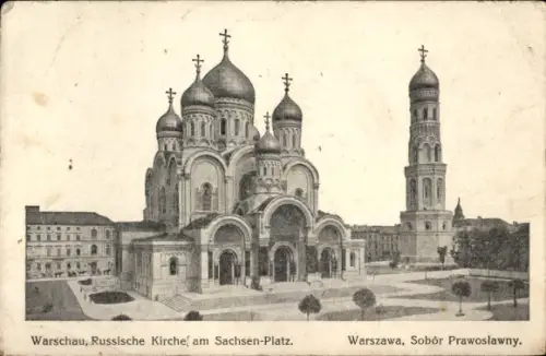 Ak Warszawa Warschau Polen, Russische Kirche am Sachsenplatz