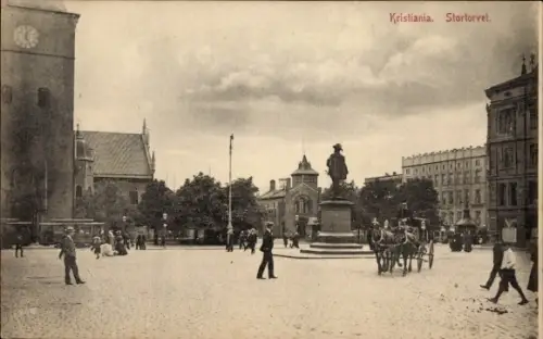 Ak Kristiania Christiania Oslo Norwegen, Stortorvet, Denkmal