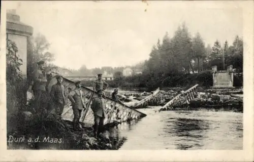 Ak Dun sur Meuse, Zerstörte Brücke, I. WK