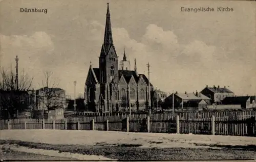Ak Daugavpils Dünaburg Lettland, evangelische Kirche