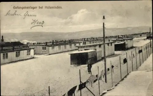 Ak Holzminden in Niedersachsen, Gefangenenlager, Schneelandschaft