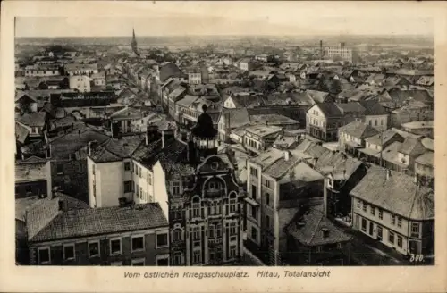 Ak Jelgava Mitau Lettland, Totalansicht von  östlicher Kriegsschauplatz, viele Häuser, keine Pers