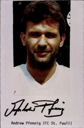 Autogrammkarte Fußballer Andrew Pfennig, FC St. Pauli, Autogramm