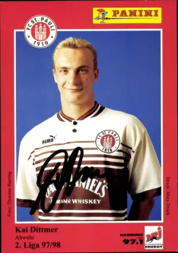 Sammelbild Fußballer Kai Dittmer, FC St. Pauli, Autogramm, Panini