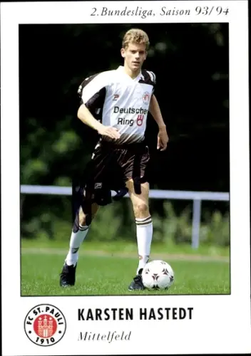 Autogrammkarte Fußballer Karsten Hastedt, FC St. Pauli, Autogramm