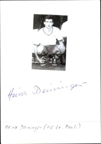 Autogrammkarte Fußballer Heinz Deininger, FC St. Pauli, Autogramm