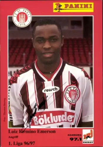 Sammelkarte Fußballer Luiz Firmino Emerson, FC St. Pauli, Autogramm