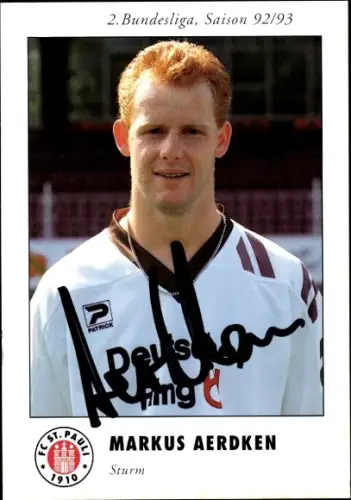 Autogrammkarte Fußballer Markus Aerdken, FC St. Pauli, Autogramm
