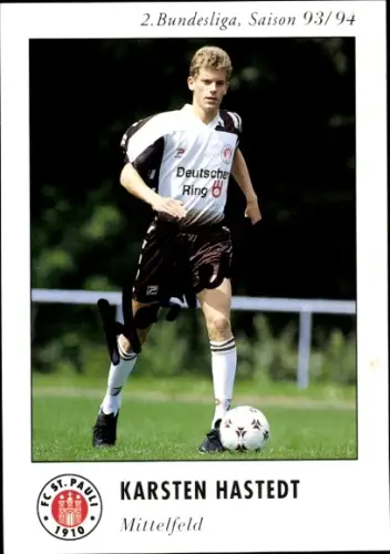 Autogrammkarte Fußballer Karsten Hastedt, FC St. Pauli, Autogramm