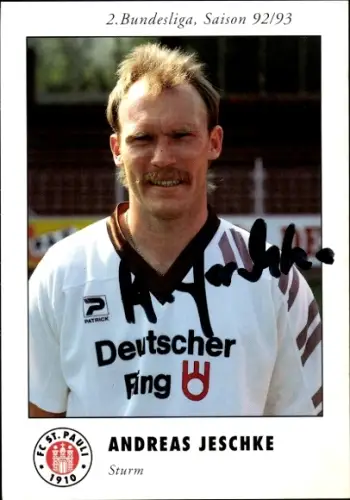 Autogrammkarte Fußballer Andreas Jeschke, FC St. Pauli, Autogramm