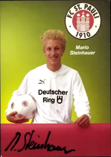 Autogrammkarte Fußballer Mario Steinhauer, FC St. Pauli, Autogramm