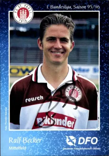Autogrammkarte Fußballer Ralf Becker, FC St. Pauli, Autogramm