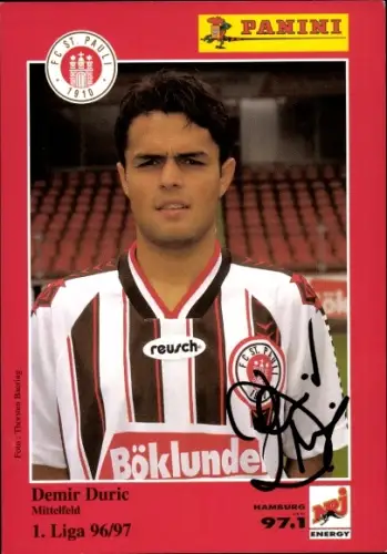 Sammelkarte Fußballer Demir Duric, FC St. Pauli, Autogramm
