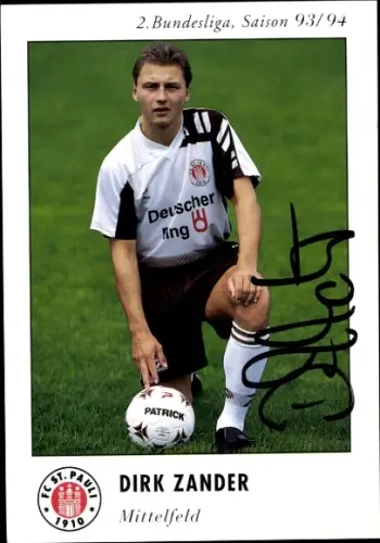 Autogrammkarte Fußballer Dirk Zander, FC St. Pauli, Autogramm