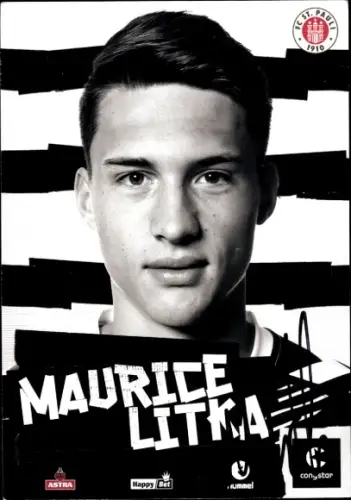 Autogrammkarte Fußballer Maurice Litka, FC St. Pauli, Autogramm
