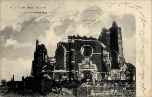 Ak Beuvraignes Somme, Kirche, Kriegszerstörung 1. WK